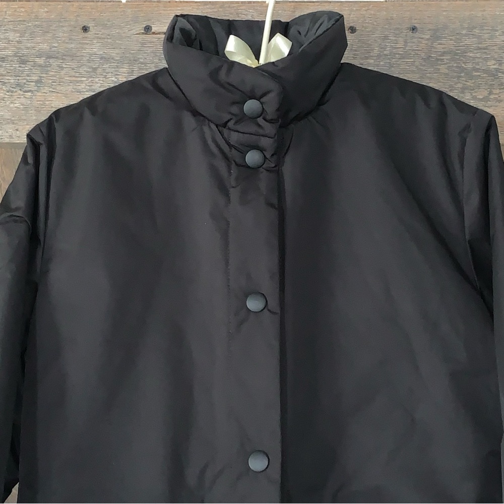 Women’s S Designer GUY LAROCHE STUDIO Black Quilted Reversible Snap Down Coat EC - Picture 8 of 16